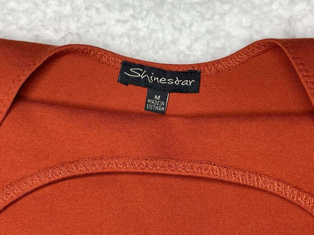Shinestar Bodysuit M Sleeveless Stretch Minimalist Fitted Tank Burnt Orange Rust - Picture 6 of 10